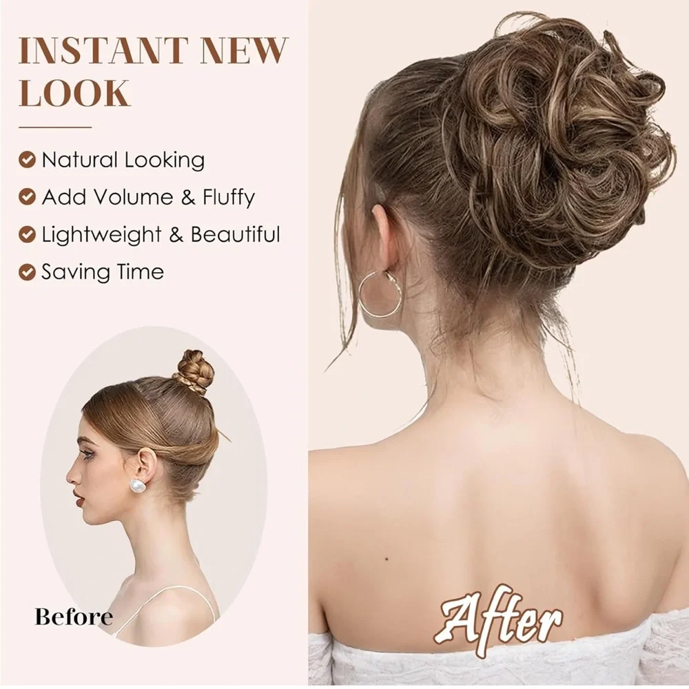 Human Hair Jet Black Messy Bun Hair Extension Scrunchie